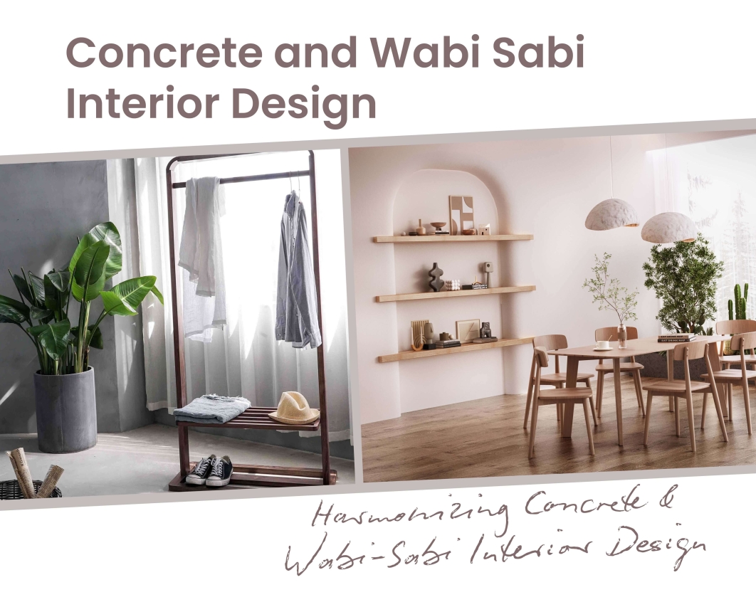 Concrete interior is a design with natural stone elements in the interior  of a building or space. 